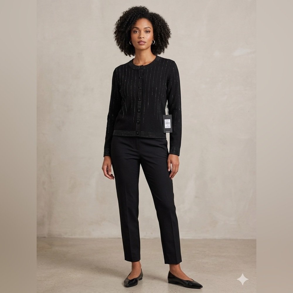 Cyrus NWT Black Studded Rhinestone Cardigan Sweater Size Medium MSRP $110